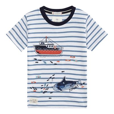 Boys' striped boat applique t-shirt